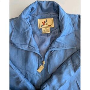 Vintage Vizor 100% Silk Tracksuit Set Blue 90s Sportswear Two Piece Jogging Suit